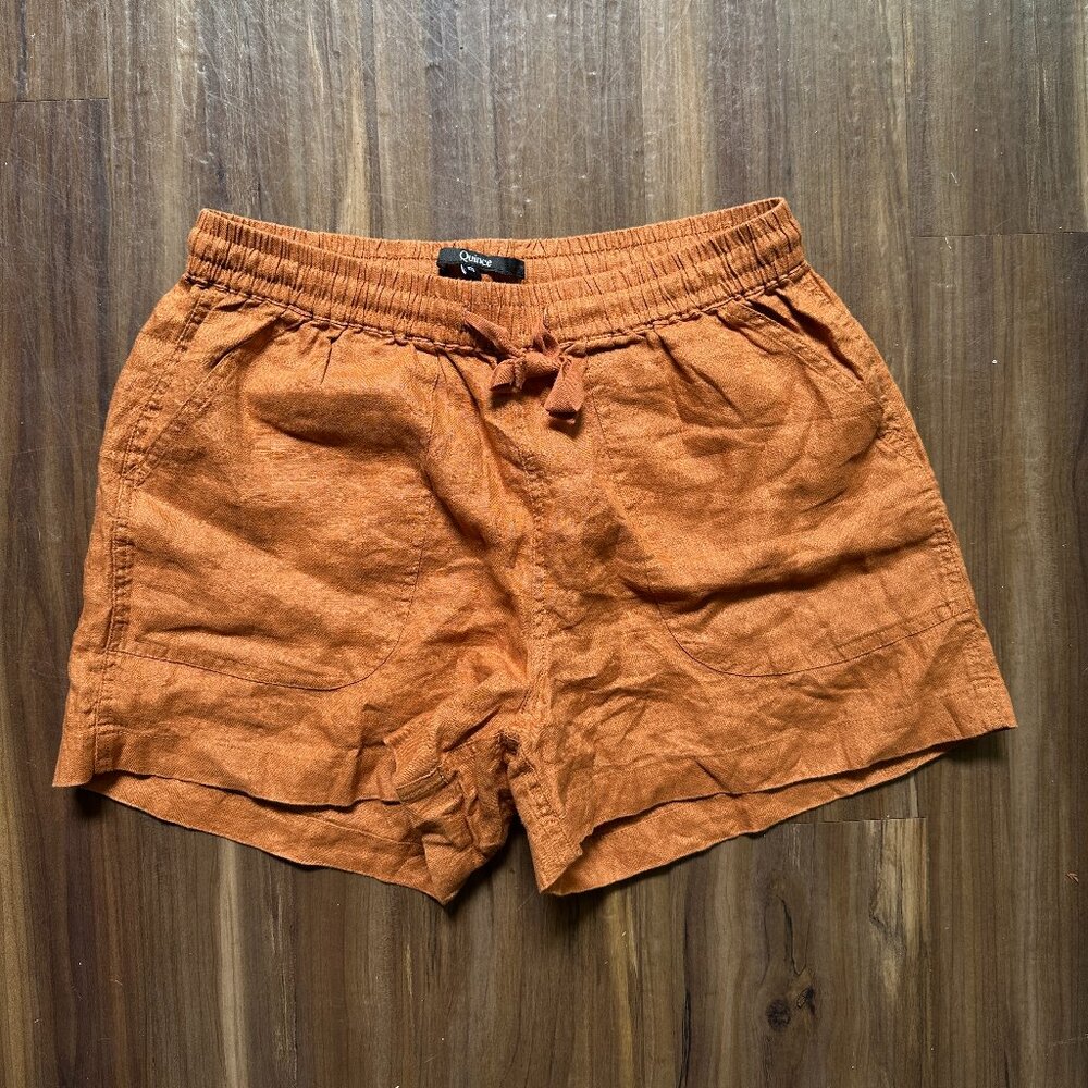 Quince Linen Shorts Size Small Burnt Orange